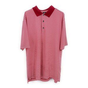 FootJoy Polo Shirt Mens L Red Striped FJ Golf Stretch